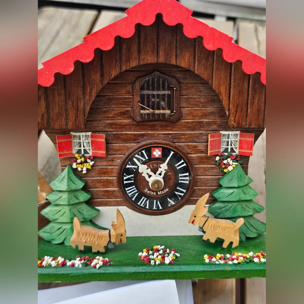 Lötscher Swiss Cuckoo Clock Goats At Play Miller’s Chalet Style Vintage Untested